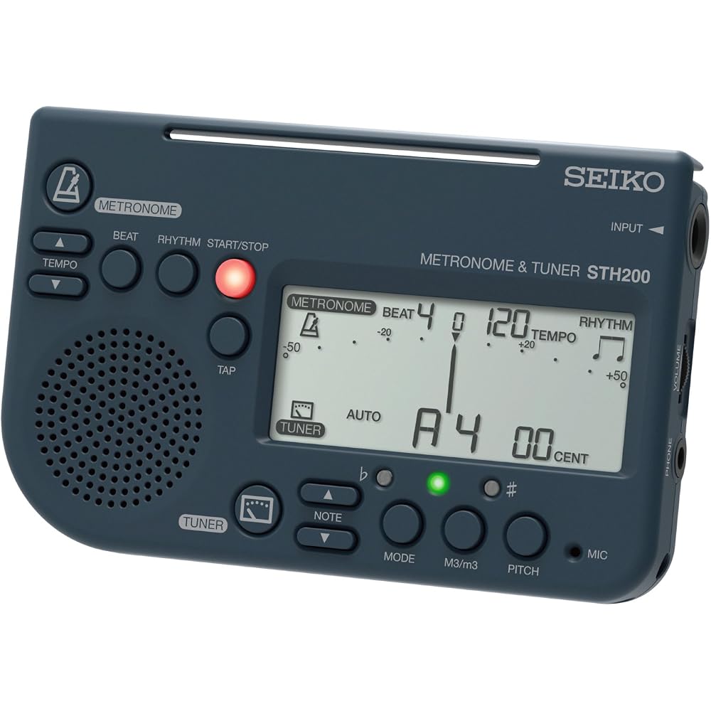 SEIKO Metronome Tuner, High Volume, Music Stand Mountable, Ideal for Wind Ensembles, Black STH200B