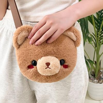 Bolsa de moedas de pelúcia de sapo infantil, bolsa transversal para meninas, bolsa de urso panda para crianças, bolsa feminina, bolsa de mão, bolsa de boneca de pelúcia, bolsa de ombro única