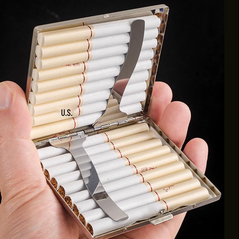 Stylish 18-Capacity Crushproof Metal Cigarette Case for Men