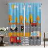 City Road Cartoon Kitchen Curtains 2 Pieces Blackout Curtain for Room 2 Panel Tulle for Bedroom Shades Halloween Decoration Home