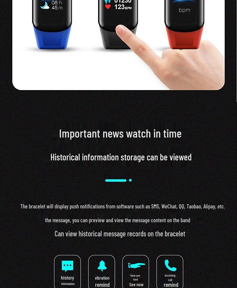 E-commerce C1 Waterproof Smart Sports Watch with Blood Pressure & Heart Rate Monitor, Bluetooth Pedometer, and Color Display.