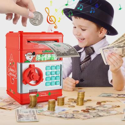 Child's Secure Coin-Operated Piggy Bank with Fingerprint and Password Protection