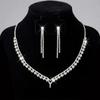 Geometric Alloy Necklace Earrings Set For Wedding With Water Drill Pendants