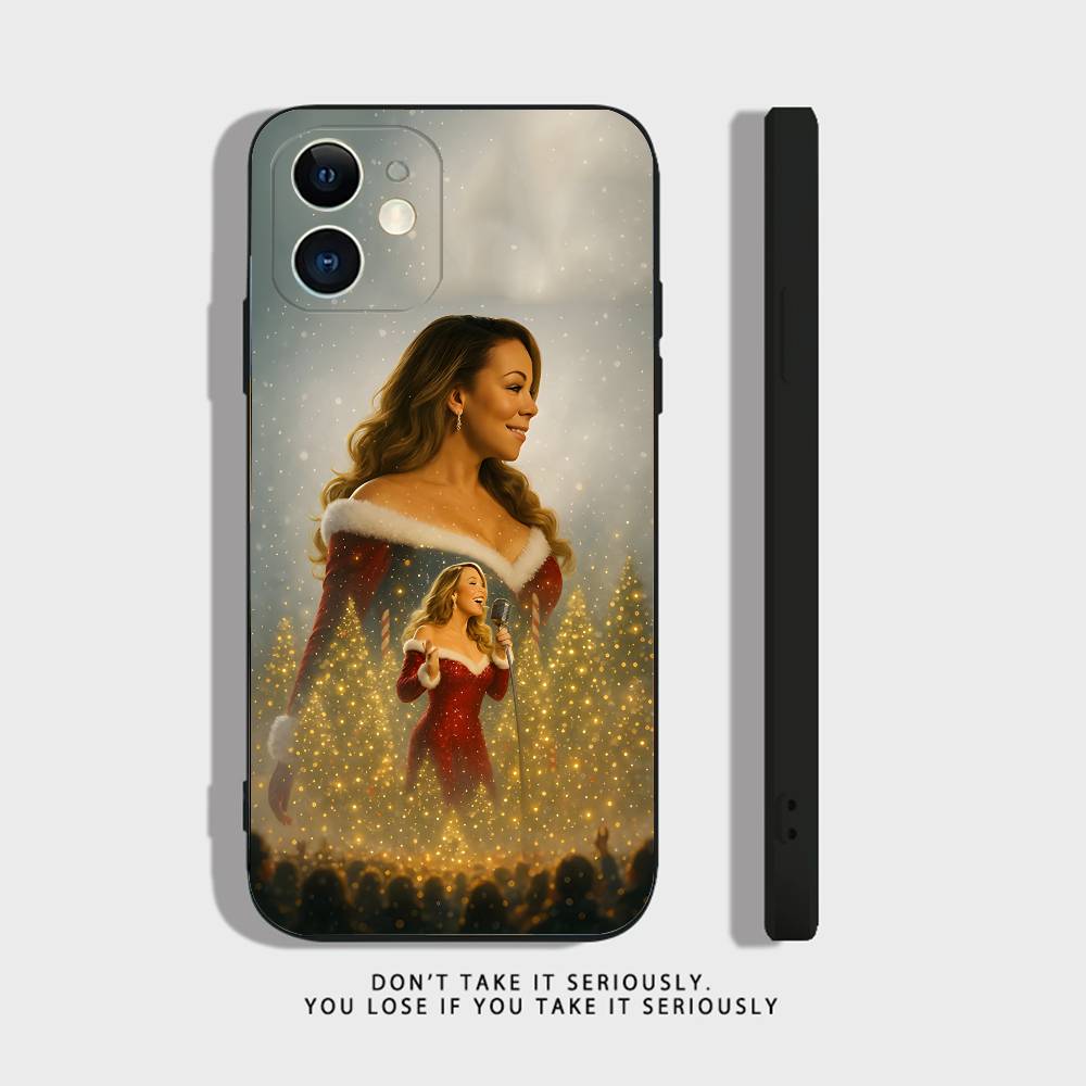 M-Mariah Singer Carey Christmas Phone Case For iPhone 17,16,15,14,13,12,11,X,XR,XS,Plus,Mini,Pro,Max Soft black Shockproof Cover
