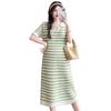2026 Summer Striped Knit V-Neck Mid-Length Maternity Dress