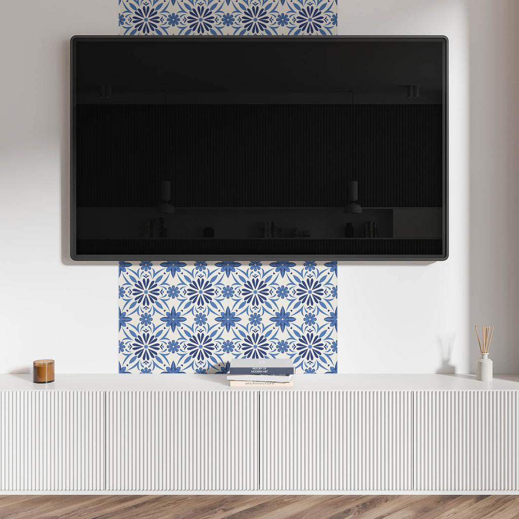 Zestaw Kafelków Winylowych Z Nadrukiem Gotowe Do Montażu Kwiatowy Wzór Na Tle 10X40X20 Cm