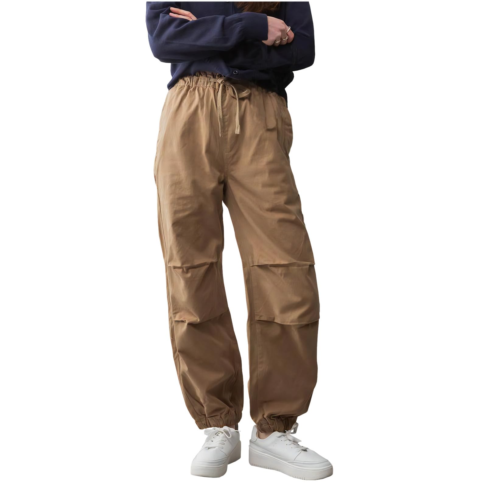 

Crossmarberry Свободные хлопковые джоггеры плюс длинные Идеально для повседневной носки на улице Корейский размер 3L Женские брюки, Размеры, Длина, Спорт, Одежда, Круглый год, бежевый