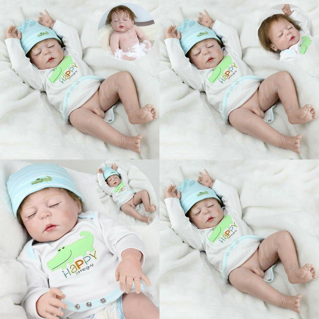 22 Inch Reborn Baby Doll Full Body Silicone Vinyl Realistic Newborn Boy Christmas Gift