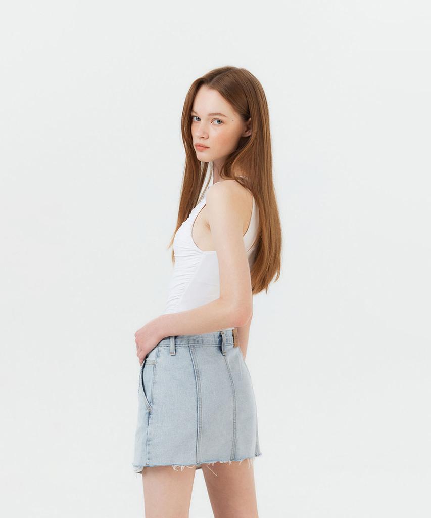 Potipo [W] Denim Short Skirt With Over Pocket Details