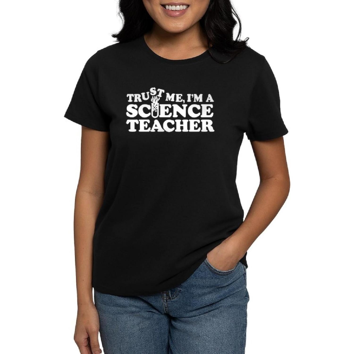 CafePress Science Teacher Women s Dark T Shirt Womens Cotton Dark Graphic T-Shirt S чёрный