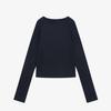 Solteuaenchokollis Ribbed Henley Neck Long Sleeve T-Shirt Navy 4W2511001