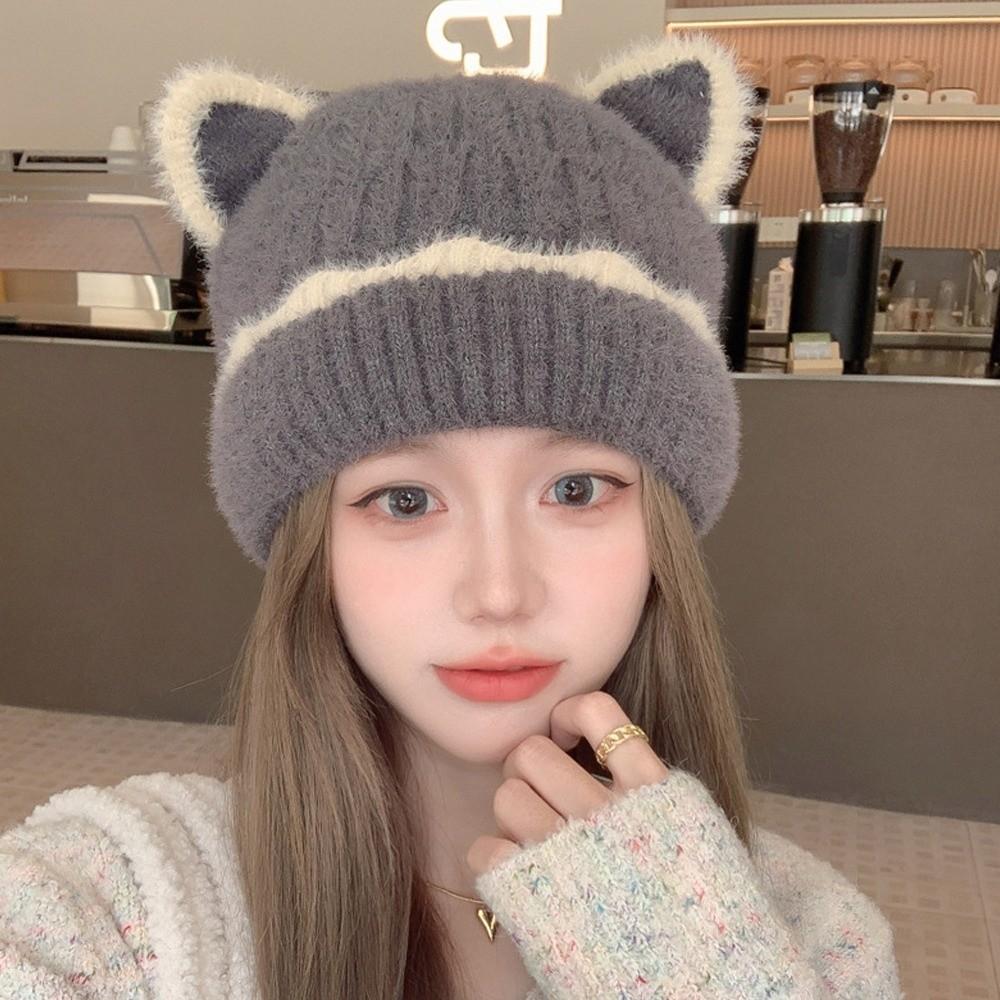 Cold Proof Knitted Hat Windproof Ear Protector Hat Fashion Pullover Hat  Women