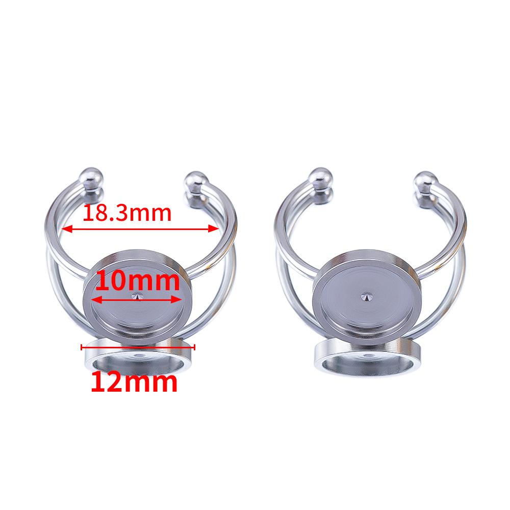 10pcs Adjustable Open Finger Ring Setting Stainless Steel 4mm 8mm 12mm Round Blank Ring Base Bezel Cabochon DIY Jewelry Making