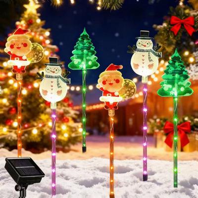 Christmas Tree Lights Solar Stake Lamp Animated LED Lawn Decor Soft Warm Lighting for Garden Path Holiday Display Lights