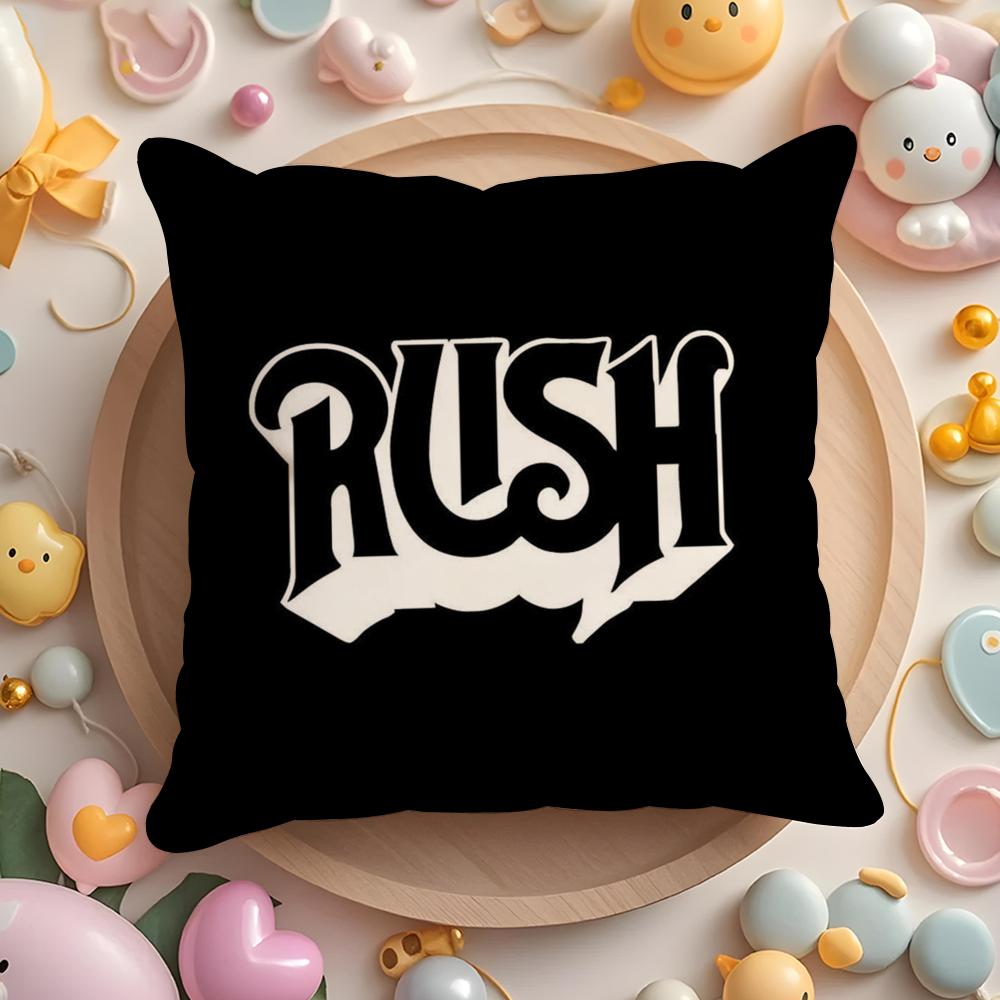 ROCK BAND R-RUSH Pillow Case Plush Fabric Soft Double-Sided Printed Sofa Home Decor Fine Winter  Gift Cushion Cover