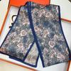 Oil Painting Blue Silk Long Silk Scarf Women'S Shirt Scarf Mulberry Silk Scarf Mother'S Day Gift