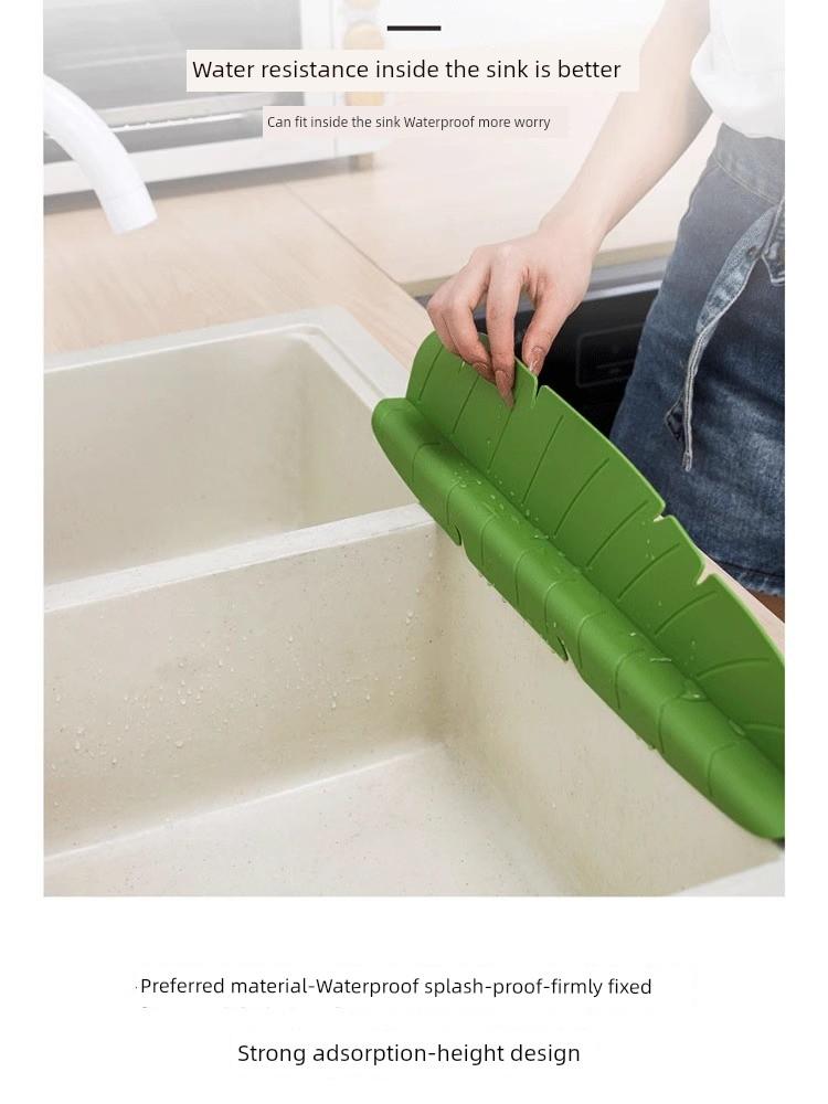 Little Leaves! Anti-Splash! Sink Water Retaining Plate Kitchen Countertop Dishwashing Sink Splash-Proof Water Handy Gadget Washing Basin