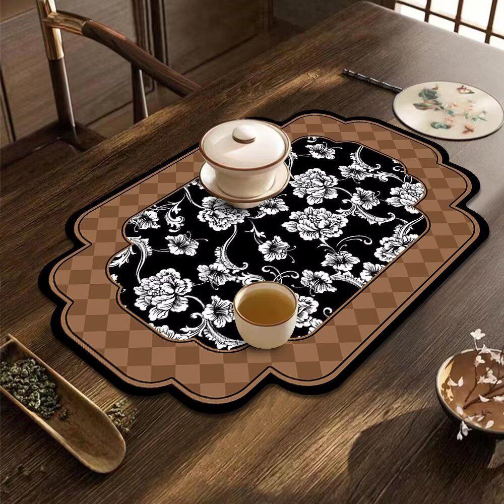 Diatomaceous Earth Kitchen Drain Mat, Custom-Shaped Insulated, Absorbent, Quick-Drying Placemat, Thickened, Wear-Resistant Bowl and Plate Mat
