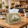 1pc Romantic Castle Rose Tissue Box - Vintage Ornate Landscape Napkin Storage Box, Suitable for Rolls/Facial Tissues/Single Sheets, Two Sizes Availabl