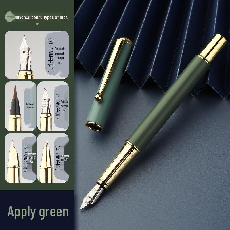 Mehrfarbiger Wei Zhuang Kalligraphie-Füllfederhalter mit 5 Federn - Ideal für Geschäftsgeschenke und Schülertraining.