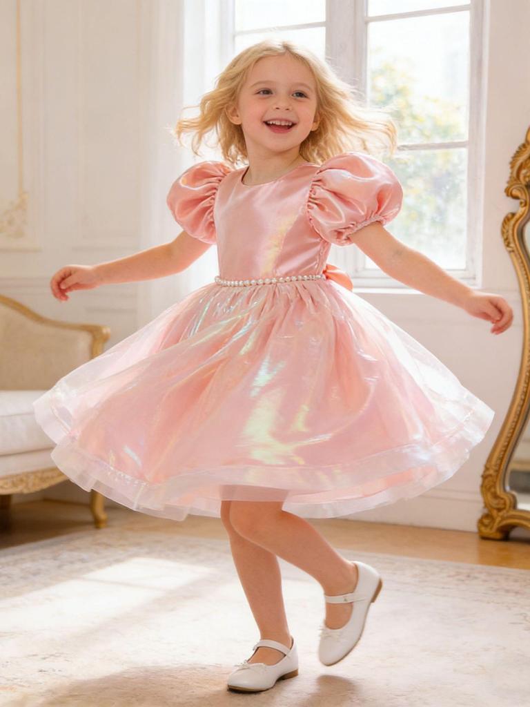 Children's Puff Sleeve Princess Dress for Birthdays & Weddings