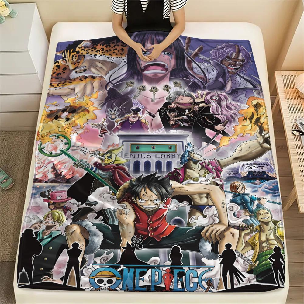 One Piece Character Print Flannel Blanket,High Quality Comfortable for All Seasons,Home Decor,Warmth and Comfort,Perfect for Christmas Gifts