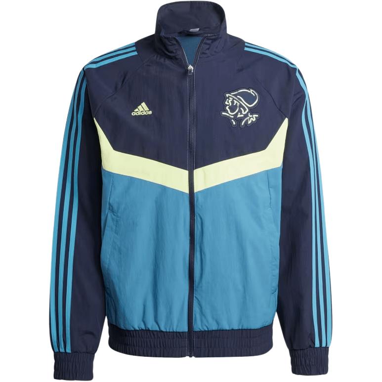 Adidas Ajax Amsterdam Series Ss24 Brand Logo Stripe Zipper Sports Long Sleeve Jacket Men Jacket Ink-Blue White IT4210