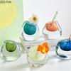 Transparent Colorful Glass Vase Oblique Mouthed Flower Pot Desk Decoration Flowers Arrangement Floral Vases Room Aesthetic Decor
