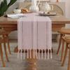 1Pc Linen Tassel Table Runner Rustic Farmhouse Style Tablecloth For Baby Shower Birthday Party Decoration Wedding Table Supplies