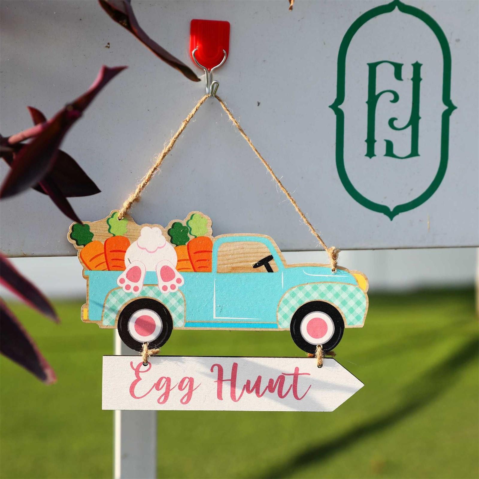 Easter American Truck Wooden Tag Happy Easter Car  Radish Door Tag Pendant