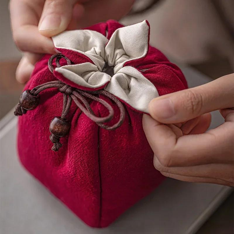 Thickened Storage Bag Ceramic Covered Bowl Teacup Travelling Drawstring Bags Multi-functional Medium Teapot Cloth Pouch