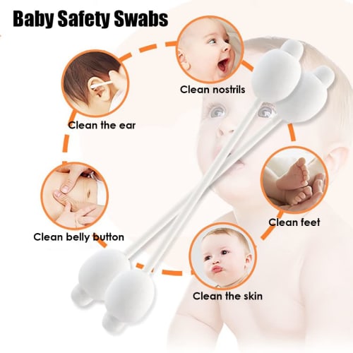 Baby Cotton Swabs, Organic Fragrance, Chlorine-Free, Safe for Kids, 100% Biodegradable, Gentle Baby Tips, Hypoallergenic, Kids' Cotton Swabs | 4 Packs