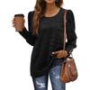 Women's Fashion Color Loose Casual Puffed Sleeves Round Neck Long Sleeve Tee Shirt Top