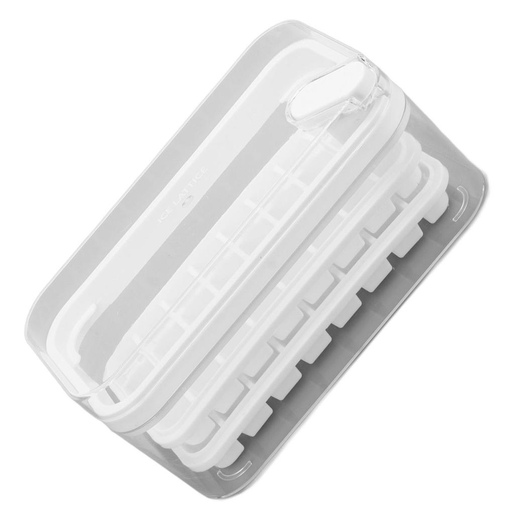 Ice Cubes Tray 32 Grids Double Layer Easy Release Ice Maker Mold with Bin Lid for Cocktail Whiskey Coffee
