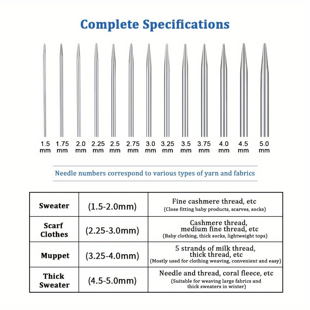 55pcs Double Pointed Knitting Needles, 1 Gauge Ruler, 10pcs Crochet Marking Crochet Clips, 11 Sizes Stainless Steel Knitting Needles Set 2.0-6.0Mm