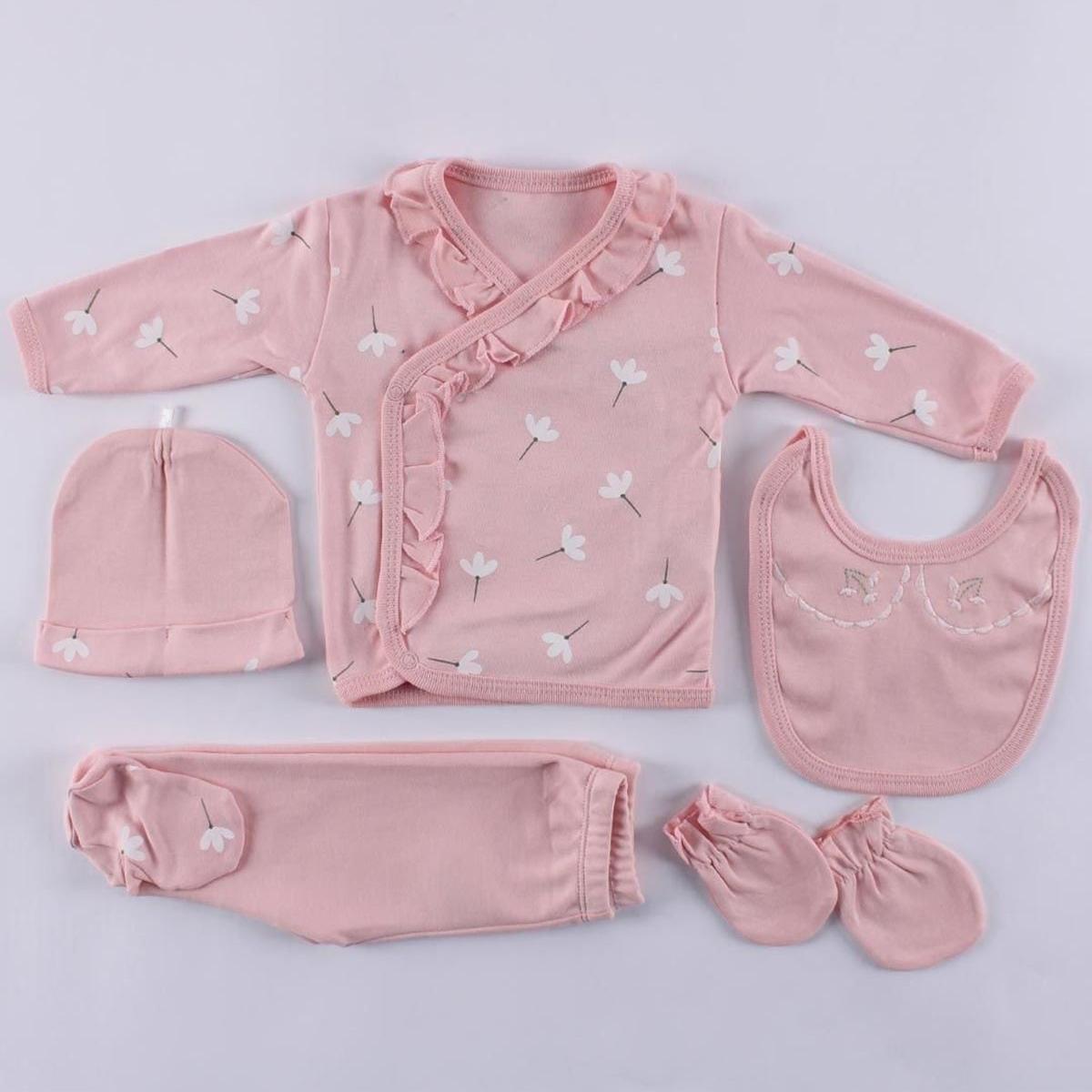 

Набор из 5 предметов для новорожденных девочек Salmon Flower Frilly