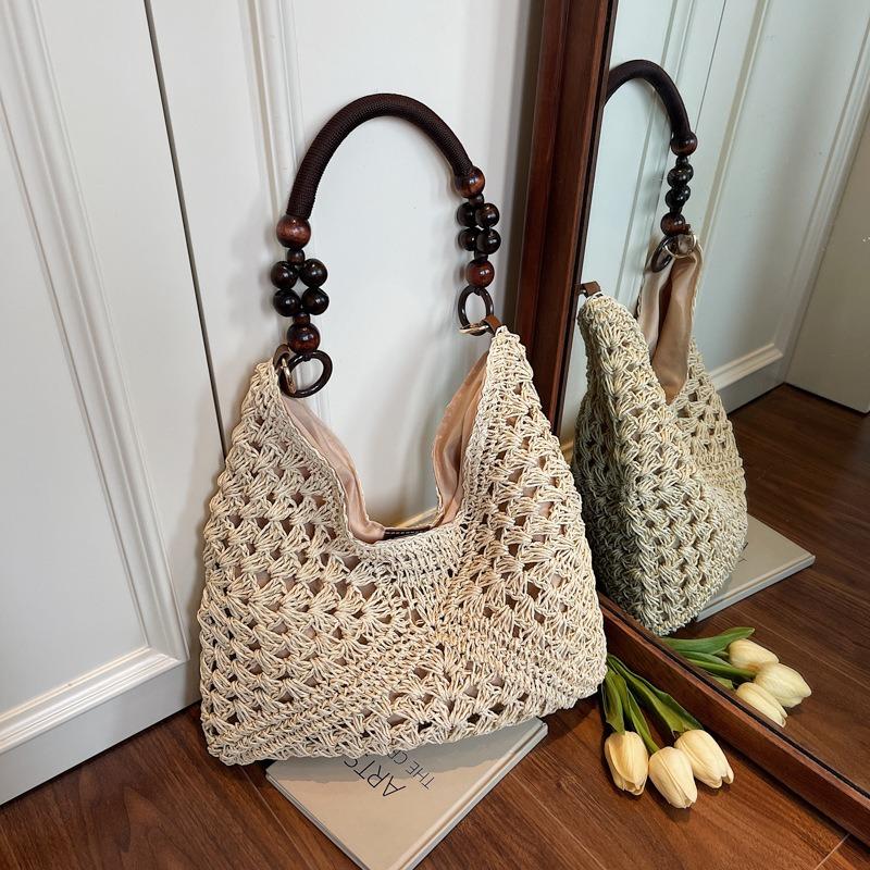 Large Capacity Hollow Bag Women's Summer New Shoulder Woven Straw Bag Seaside Vacation Beach Bag