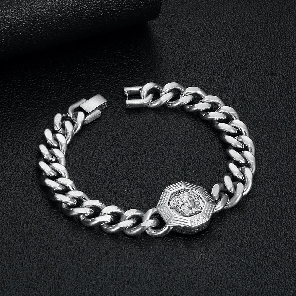 Inlaid Zircon Retro Rune Flat Chain Bracelet, Square Fanjiamei Head Bracelet, Exquisite Gift Accessory