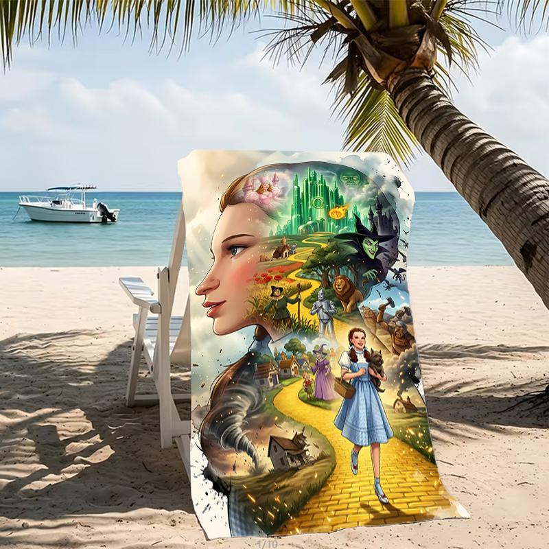 Beach Towel with The Wizard of Oz Pattern - Soft,absorbent,machine Washable Lightweight&Modern,swimming,Travel Essentials
