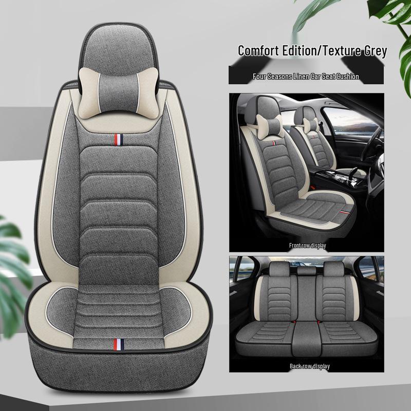 

Универсальный льняной чехол на автомобильное сиденье - Нескользящий, Полностью закрывающий, Для всесезонного использования