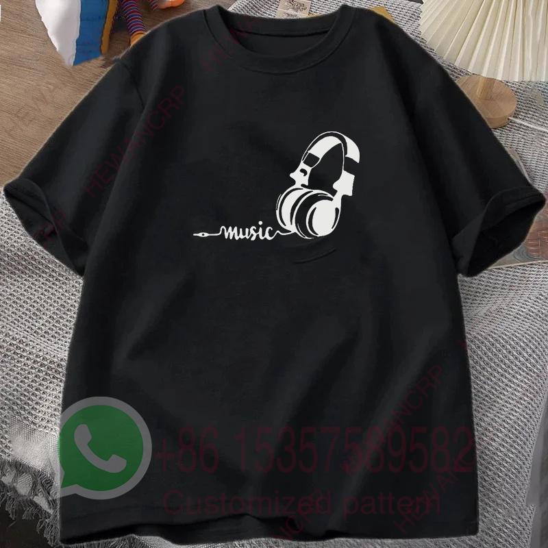 Mens 100 Cotton Earphone Tshirt Tracksuit Casual Sportswear Crew Neck Pullover Short Sleeve Tops Breathable Summer Streetwear