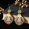 Retro Geometric Bird & Flower Wooden Earrings
