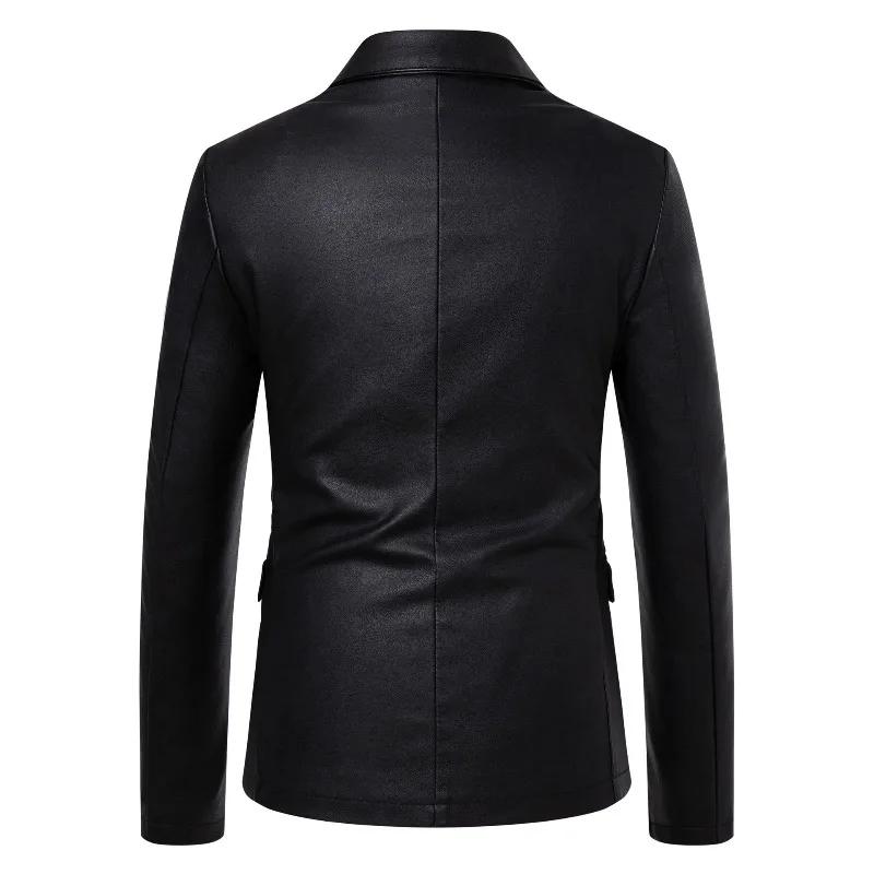 Fashion Men Leather Suits Jackets Formal Blazers Coats Good Quality Male Slim Business Casual Pu Leather Blazers Jackets
