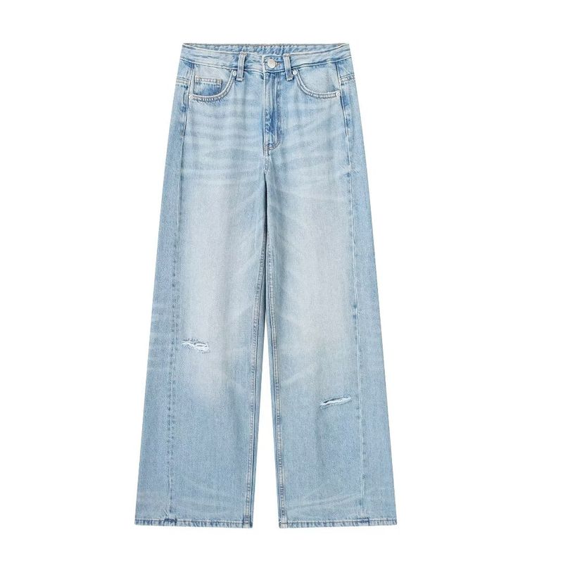 

Kaslead Fashion Wind Waist Long Denim Light Blue L
