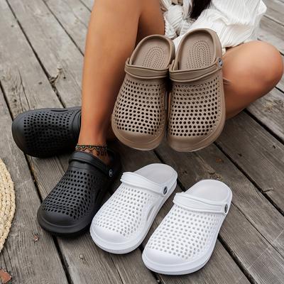 Verdickte einfarbige Unisex-Clogs, Leichte rutschfeste EVA-Slipper, Sommer-Innen- und Außenbereich Strand Garten Sandalen, Damenschuhe