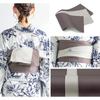[SOUBIEN] Soubien Yukata 3-teiliges Set floro Damen (YukataHalbbreiter ObiGeta) Einheitsgröße Marineblaue Chrysanthemenmuster x Grau ykt10305-obh10005