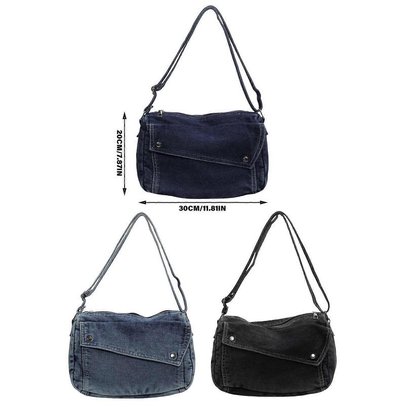 Elegante Borsa a Spalla in Jeans per Uomini e Donne Borsa a Tracolla Casual Cartella alla Moda con Tracolla Regolabile azzurro chiaro
