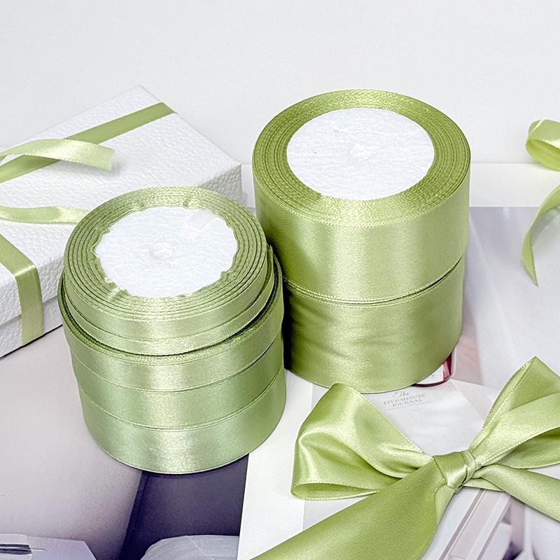 Matcha Green Rose Satin Ribbon Bow for Fresh Flower & Gift Packaging
