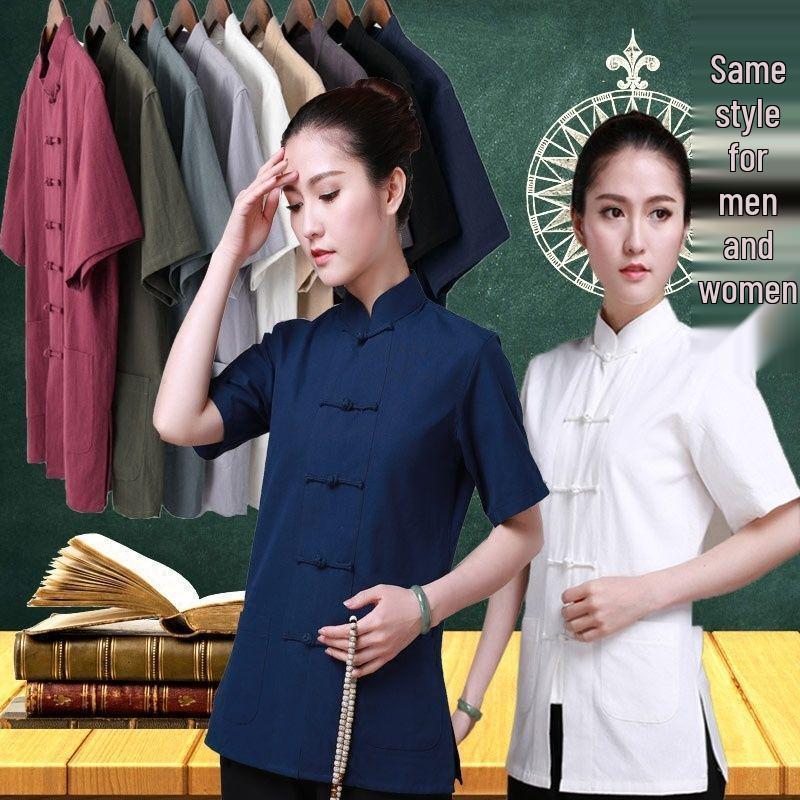 Men's & Women's TCM Tuina Therapist Uniform - Short Sleeve Summer Top for Foot Massage, Bath & Moxibustion