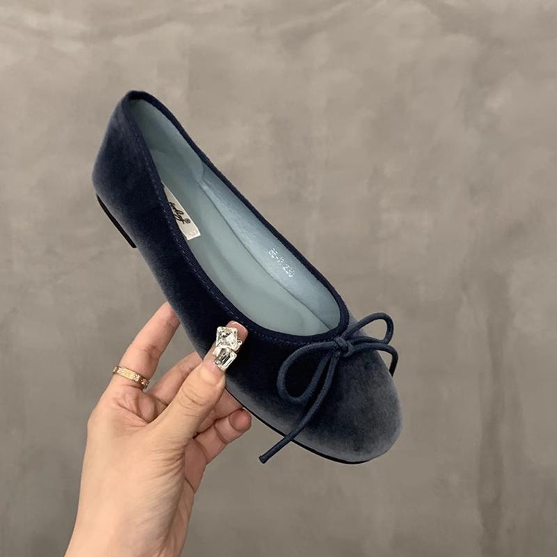 Fashion SUOJIALUN Autumn Women Flat Shoes Fashion Bow-knot Round Toe Shallow Slip On Ladies Boat Shoes Soft Flat Heel Dress Ballerinas S